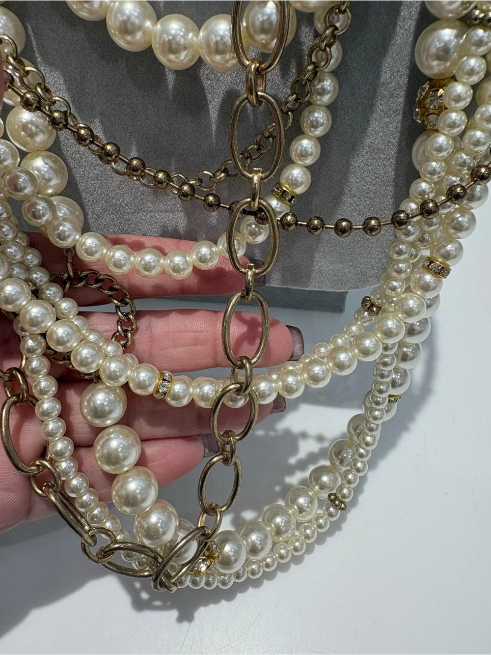 Aldo Multi-Strand Pearl and Gold-Tone Layered Necklace